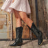 VINTAGE DAMEN-WESTERNSTIEFEL MIT BESTICKTEM SCHAFT UND SPITZKAPPE – REITSTIEFEL