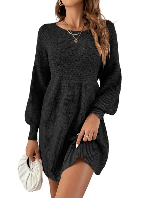 Winter Damenkleid Langarm Pulloverkleid Mini | A-Linie und Alltag Chic