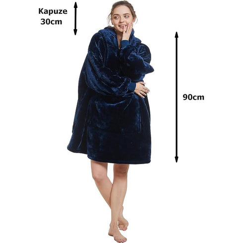 Übergroße Kapuzendecke mit Ärmeln und Taschen | Flauschige Pulloverdecke