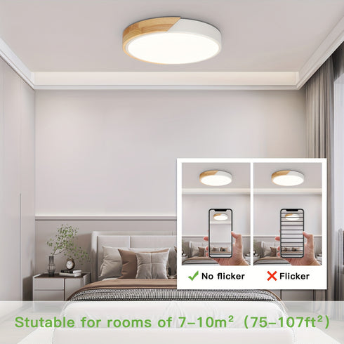 Deckenleuchte Holz LED Rund Weiß