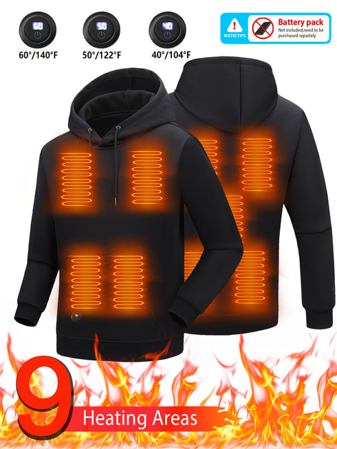 Beheizbarer Hoodie mit 9 Heizbereichen | USB-Aufladung Temperaturregelung Langer Ärmel