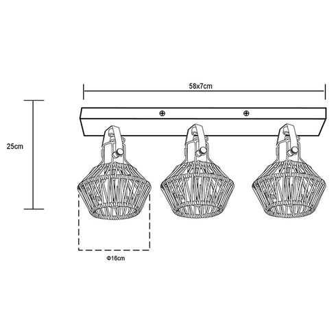 Ingrid 3-Flame pendant light – Nordic ceiling lamp hemp