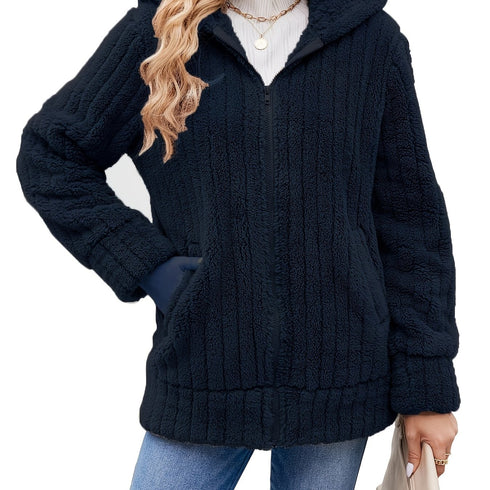 DAMEN KAPUZEN-FLEECEJACKE | WARM LÄSSIG