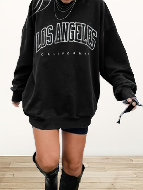 Vintage Los Angeles Grafik Sweatshirt | Übergroßer Damen Pullover