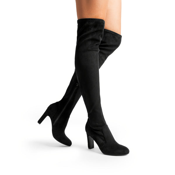 Elegante schwarze Über-Knie-Stretch-Stiefel für Damen - für stilvolle Wintermode
