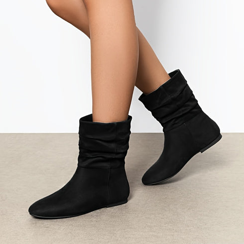 ELEGANTE DAMEN-SLOUCH-STIEFELETTEN - BEQUEMER NIEDRIGER ABSATZ