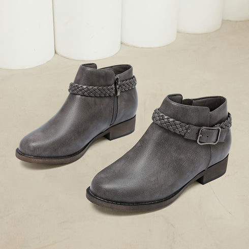 Damen Kunstleder Stiefeletten mit niedrigem Absatz