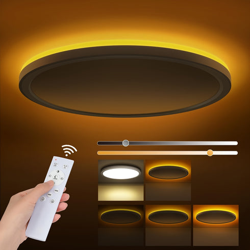 LichtGlanz Dimmbare LED-Deckenleuchte mit Fernbedienung - Rund für Schlafzimmer, Küche & Wohnzimmer - Einfache Installation, Energiesparend