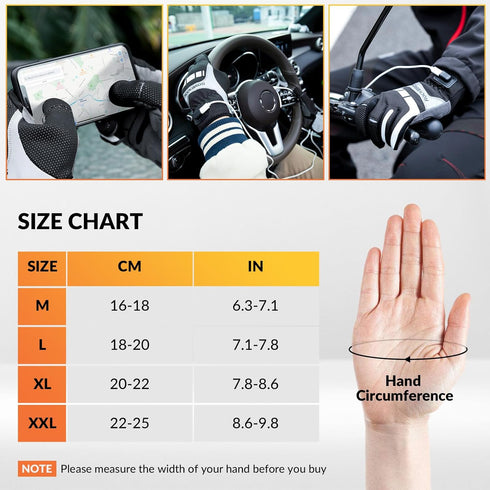 KomfortFäustlinge - Beheizte Fäustlinge für kalte Tage, Touchscreen-kompatibel, winddicht, ideal zum Radfahren und Wandern, Größen M-2XL