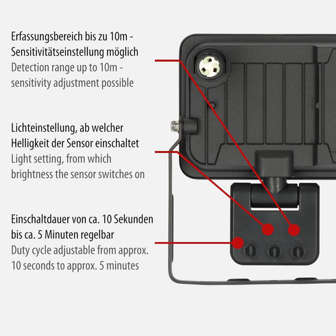 Marina LED Außenstrahler 20W IP65 Sensor | Shiraki