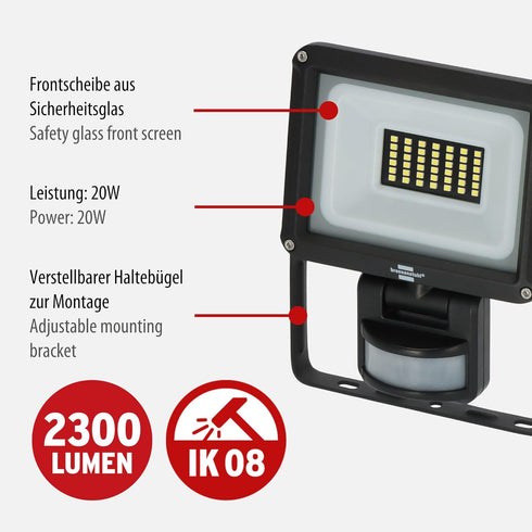 Marina LED Außenstrahler 20W IP65 Sensor | Shiraki