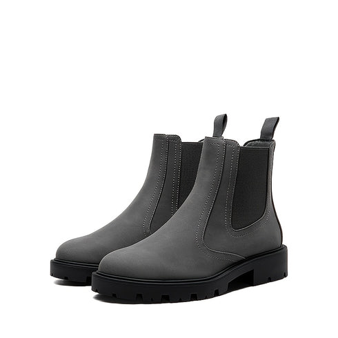DAMEN SCHLUPFSTIEFEL MIT RUNDER SPITZE UND NIEDRIGEM ABSATZ – BEQUEME STIEFELETTEN