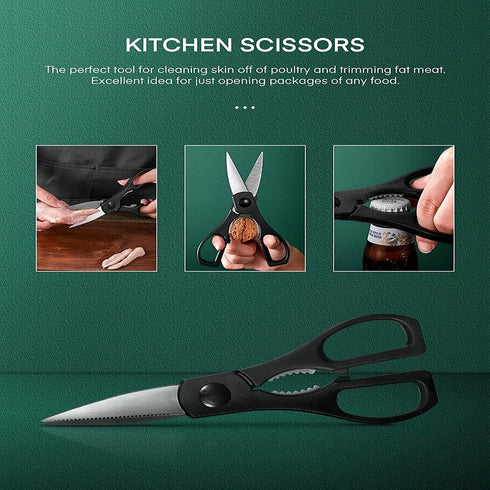 Küchenmesser-Set 16 Stück | Edelstahl Holzblock & Messerschärfer | schwarze Griffe