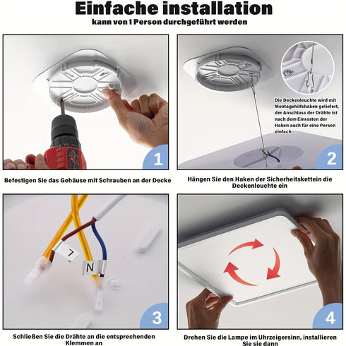 LED Deckenleuchte 24W dimmbar mit Fernbedienung – 3CCT Farbtemperatur