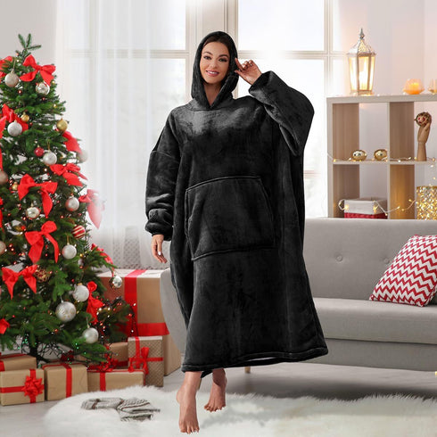 Tragbare Oversized Hoodie-Decke mit Ärmeln & Kapuze | Sherpa Fleece Blanket