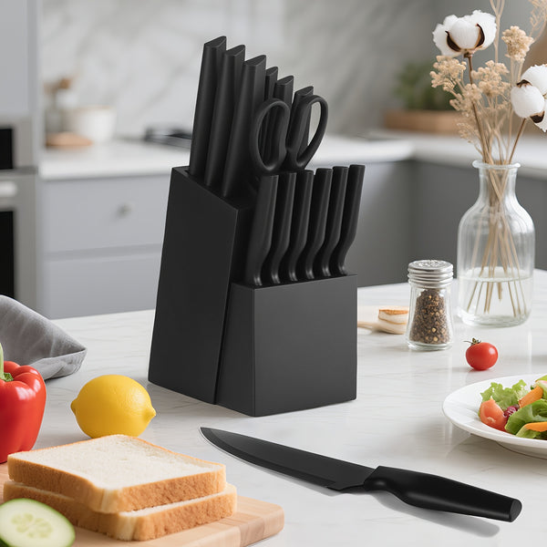 Kireaji 15‑teiliges Messer‑Set Premium Kohlenstoffstahl & Holzblock | Shiraki