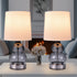 Glas-Kürbis Schreibtischlampe 44 cm Leinenschirm beige