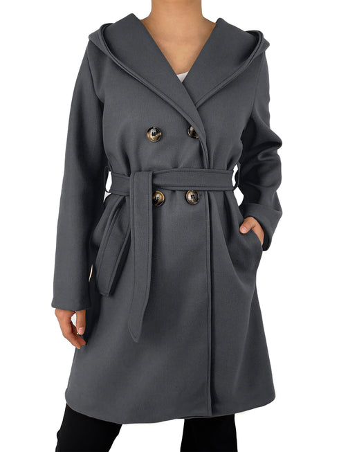 DAMEN-WINTERMANTEL MIT LANGEN ÄRMELN | DOPPELREISSVERSCHLUSS UND GÜRTEL