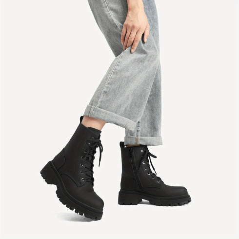 DAMEN-KAMPFSTIEFEL MIT MITTLERER SCHAFTHÖHE UND PLATEAUABSATZ