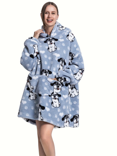 Kuscheldecke mit Ärmeln & Kapuze | Übergroßer tragbarer Deckenhoodie für Damen