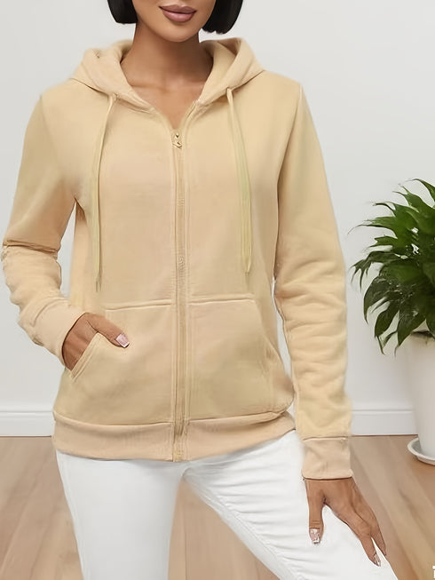 Damen Full-Zip Hoodie | Neutraler Kapuzenpullover