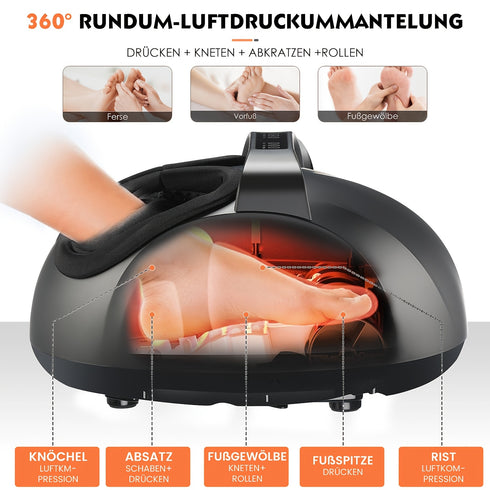 Shiatsu Fußmassagegerät mit Wärme & Luftkompression | 5 Modi