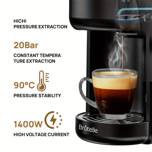 Kapselkaffeemaschine 3-in-1 | Abnehmbarer Wassertank 700 ml 1400 W