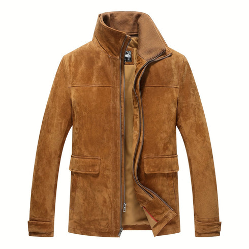 Helvorn Herren Suede Winterjacke – abnehmbarer Kragen warm