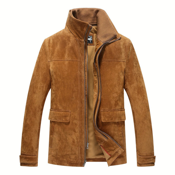 Helvorn Herren Suede Winterjacke – abnehmbarer Kragen warm
