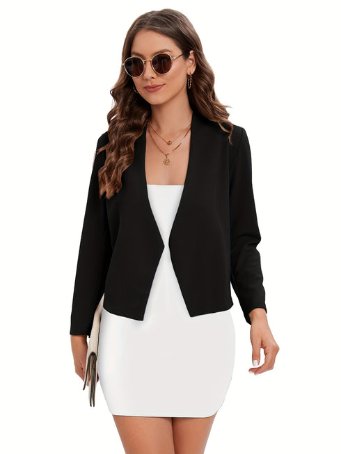 Damen Strickjacke ohne Kragen | Dreiviertelärmelige Jacke mit offener Vorderseite