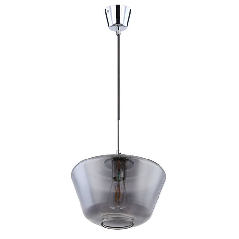 Freja runde Hängelampe Pendelleuchte Rauchglas Chrom Textilkabel