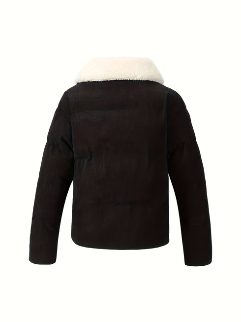 Winter Damenjacke Corduroy mit Lammfellkragen – Kurz & stylisch