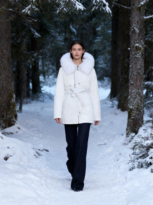 Winddicht & Tailliert Damen Winterjacke mit Pelzkragen