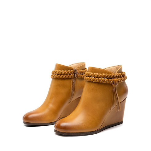 FRAUEN KEILABSATZ-STIEFELETTEN – WESTERN-STIL HERBSTSCHUHE FÜR KLEIDER