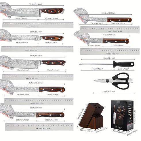 Hibana 15-teiliges Küchenmesser-Set mit Messerblock & Wetzstahl | Shiraki