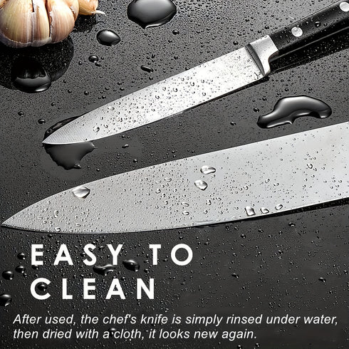 Kleines Kochmesser-Set 6 Stück | Deutscher Edelstahl mit Messerblock & Griff in Schwarz