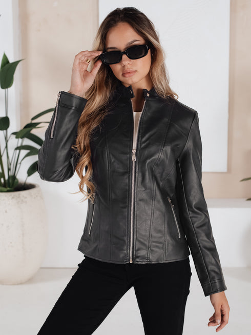 DAMEN KUNSTLEDER ÜBERGANGSJACKE – MODISCHE MOTORRADJACKE