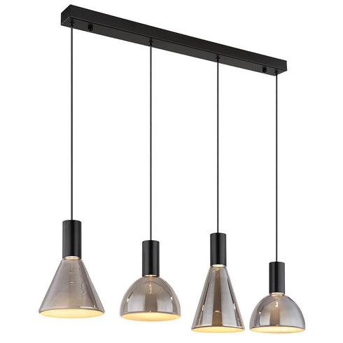 Linnaea Moderne Hängelampe 4 Flammen geräuchertes Glas | Pendelleuchte