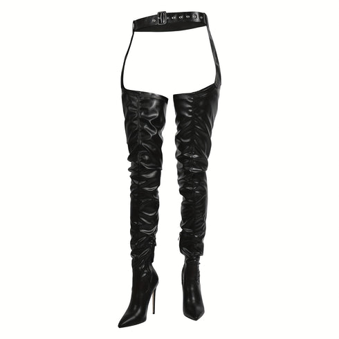 DAMEN ÜBERKNIE CHAPS STIEFEL MIT STILETTO-ABSATZ – MODISCHE HIGH HEEL OVERKNEE BOOTS