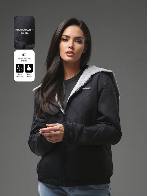 DAMEN WINTERJACKE MIT KAPUZE IN SCHWARZ | SCHWERE QUALITÄT