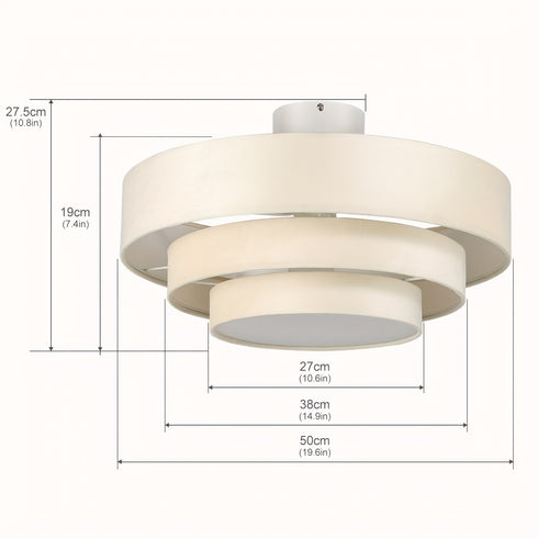 Deckenlampe Stoff Beige mit ausziehbarem dreischichtigem Lampenschirm
