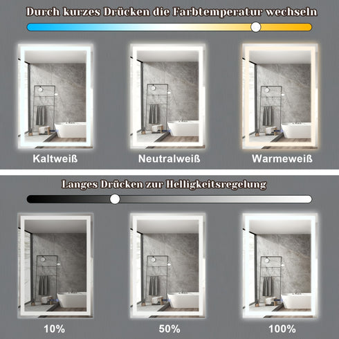 Quadris | LED Badezimmerspiegel Dimmbar mit Uhr