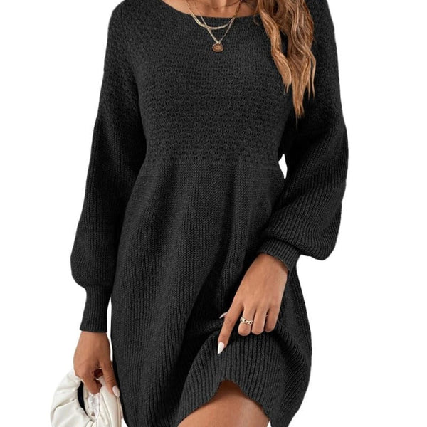 Winter Damenkleid Langarm Pulloverkleid Mini | A-Linie und Alltag Chic