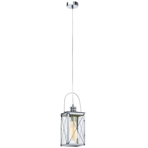 Ingrid Pendelleuchte Retro Laterne Glas & Chrom | Shiraki