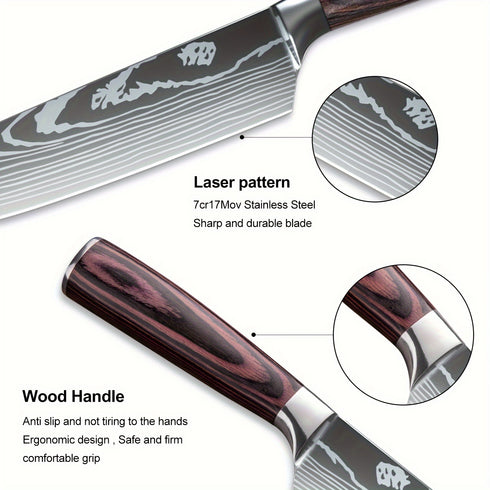 Hattori 15‑teiliges Küchenmesser‑Set | Pakkawood‑Griffe & Messerblock | Shiraki
