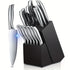 Küchenmesser-Set 16 Stück | Edelstahl Holzblock & Messerschärfer | schwarze Griffe