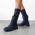 Damen Vintage-inspirierte Mid-Calf Plateau-Stiefel mit Schnürdesign und Blockabsatz