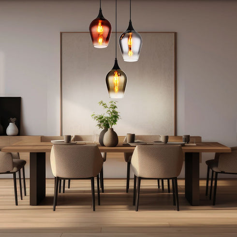 VelaLum Modern chandelier glass 5-burner E27 ceiling light