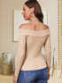 Damen Pullover Off-Shoulder Langarmshirt