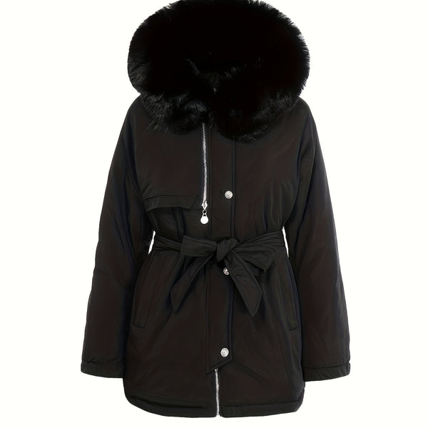 Damen-Wintermantel mit Fellkragen & Gürtel | Warm Figurbetont